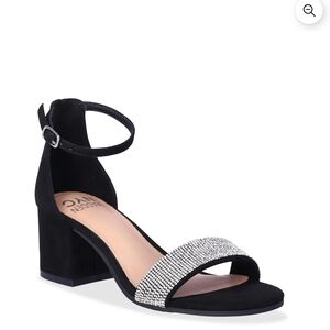 NYC Black and Silver Block Heel Sandals